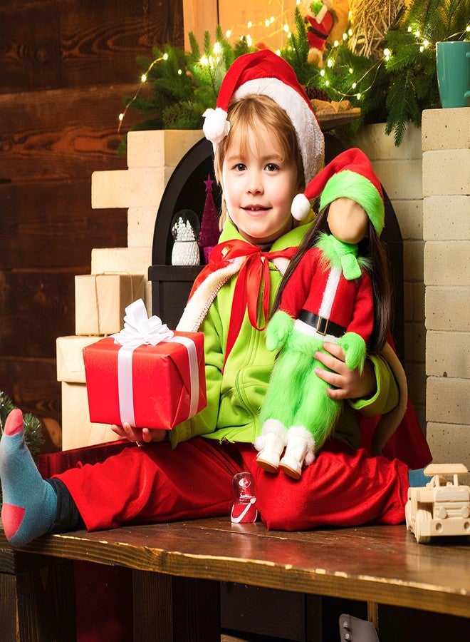 مجموعة ملابس وإكسسوارات دمى عيد الميلاد من فورلوو، 8 قطع، مقاس 18 بوصة، باللون الأخضر الليموني، تتضمن كنزات، سراويل، قبعات، وأحذية، هدية مثالية لدمى مقاس 18 بوصة. - Image 5
